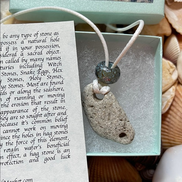 Silver and Gray Natural Czech Glass Bead and Stone Necklace, Bodhi Jewelry