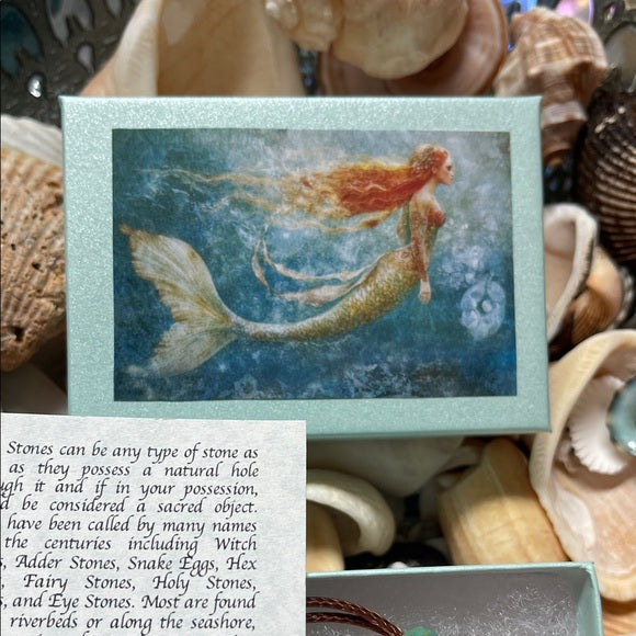 Mermaid Beach Stone and Natural Czech Glass Bead Pendant, Bodhi Jewelry
