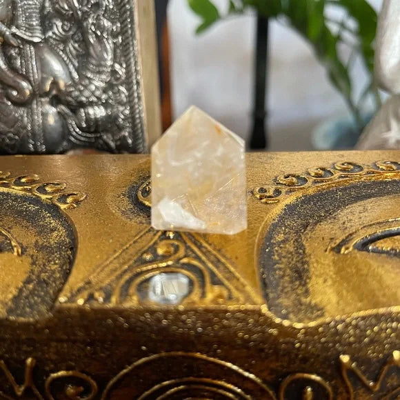 Natural Gold Hair Rutile Quartz Crystal Point Tower, Bodhi Crystal Magic