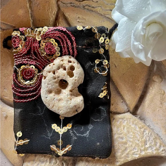 Hand Chosen Medium Hag Stone in Gift Pouch, Bodhi Gifts