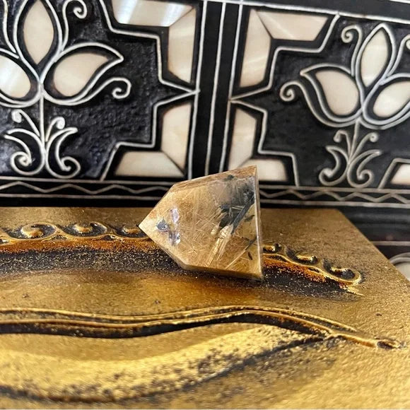 Natural Gold Hair Rutile Quartz Crystal Point Tower, Bodhi Crystal Magic
