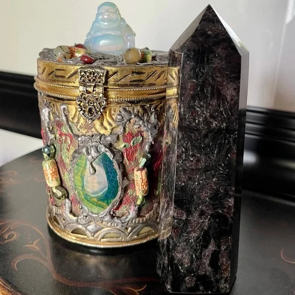 Arfvedsonite Tower, Natural Arfvedsonite, Arfvedsonite Obelisk, Bodhi Crystal Magic