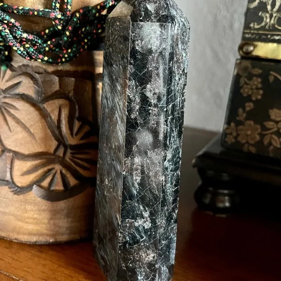 Arfvedsonite Tower, Natural Arfvedsonite, Arfvedsonite Obelisk, Bodhi Crystal Magic