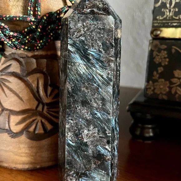 Arfvedsonite Tower, Natural Arfvedsonite, Arfvedsonite Obelisk, Bodhi Crystal Magic