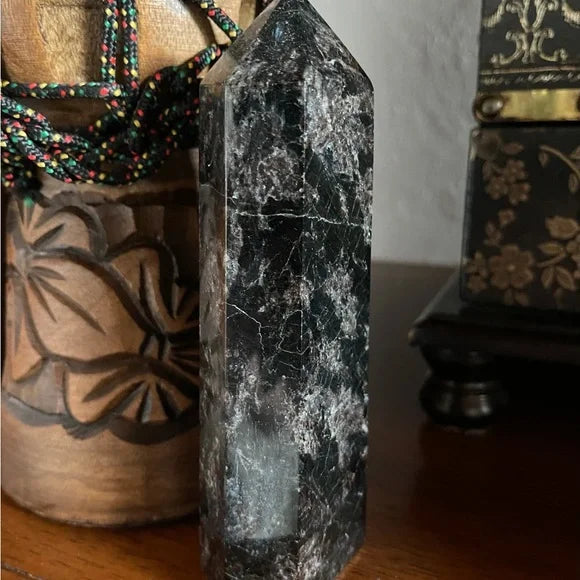 Arfvedsonite Tower, Natural Arfvedsonite, Arfvedsonite Obelisk, Bodhi Crystal Magic