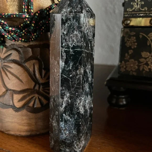 Arfvedsonite Tower, Natural Arfvedsonite, Arfvedsonite Obelisk, Bodhi Crystal Magic