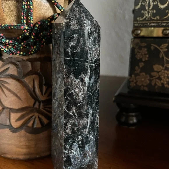 Arfvedsonite Tower, Natural Arfvedsonite, Arfvedsonite Obelisk, Bodhi Crystal Magic