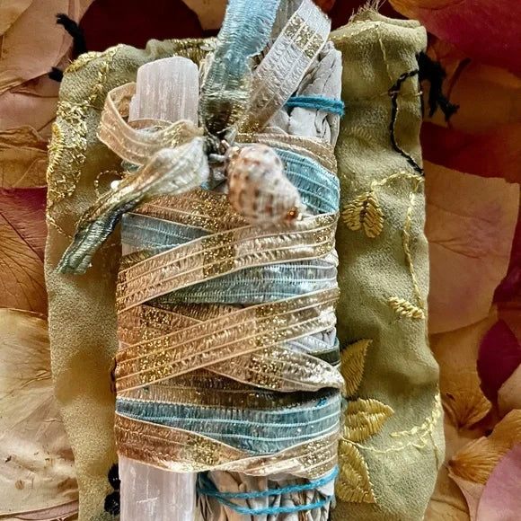 Beach Bundle Sage Gift, Wrapped Sage and Gift Bag, Bodhi Gifts
