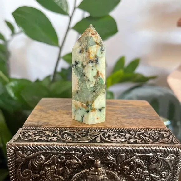Lovely Greens Chrysocolla Tower, Bodhi Crystal Magic