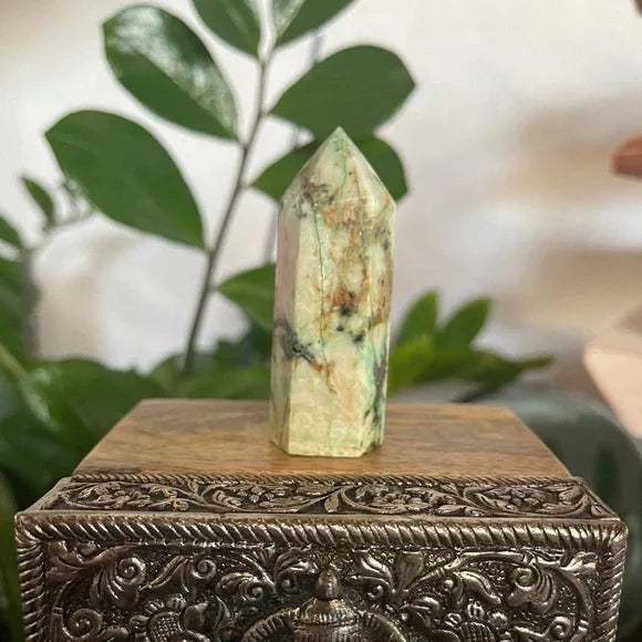 Lovely Greens Chrysocolla Tower, Bodhi Crystal Magic