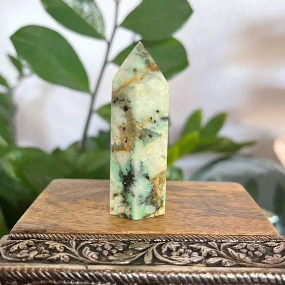 Lovely Greens Chrysocolla Tower, Bodhi Crystal Magic