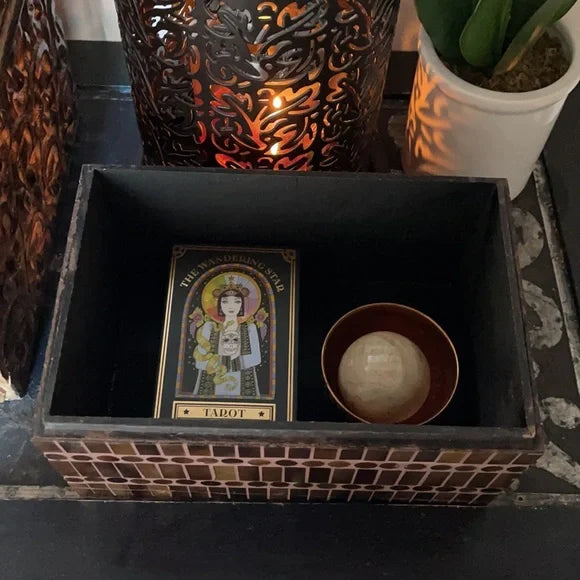 Old World Mystical Goddess Artwork on Tile Box, Bodhi Home Decor