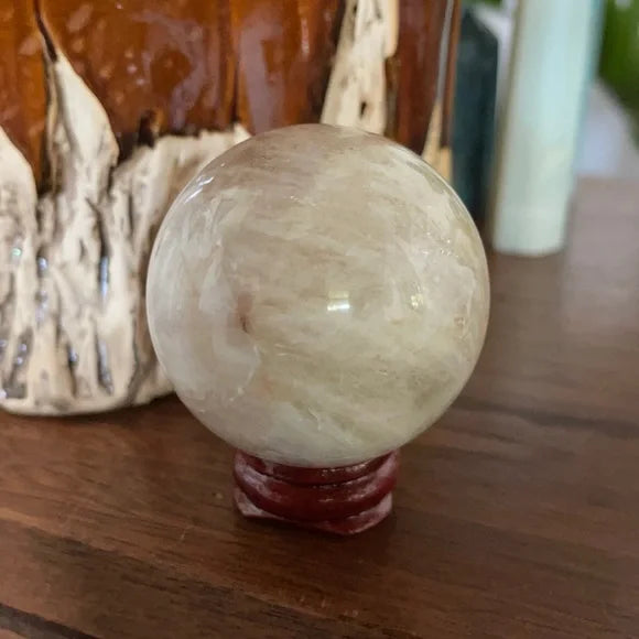 Gorgeous Natural Blue Rainbow Moonstone Belomorite Crystal Sphere, Bodhi Crystal Magic