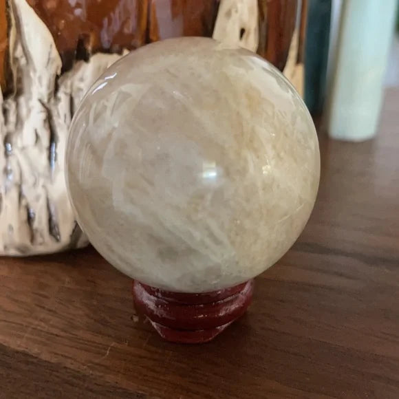 Gorgeous Natural Blue Rainbow Moonstone Belomorite Crystal Sphere, Bodhi Crystal Magic