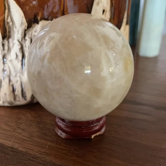 Gorgeous Natural Blue Rainbow Moonstone Belomorite Crystal Sphere, Bodhi Crystal Magic