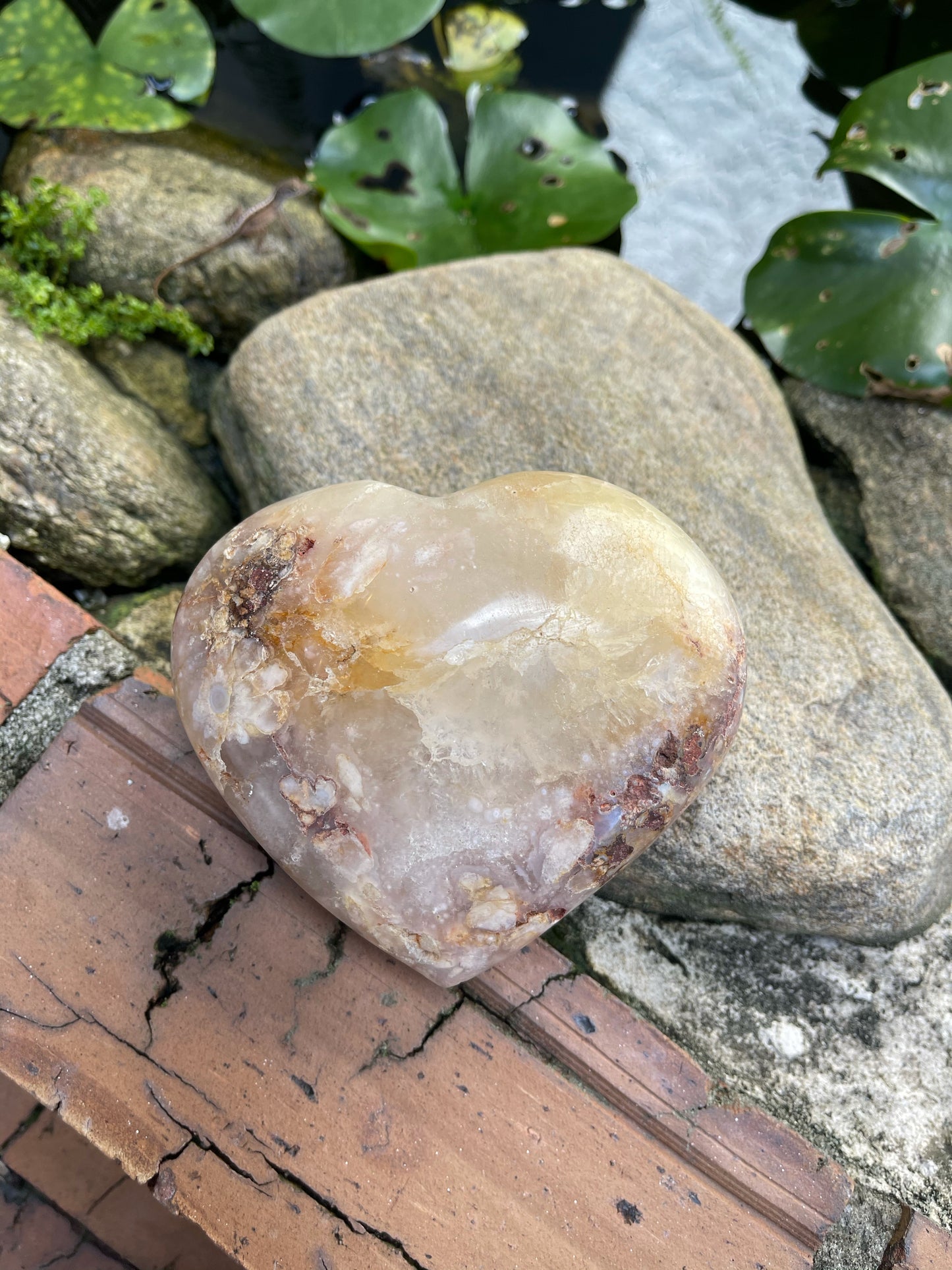 Large Agate Heart, 1.1 lbs, Cherry Blossom Agate, Crystal Magic