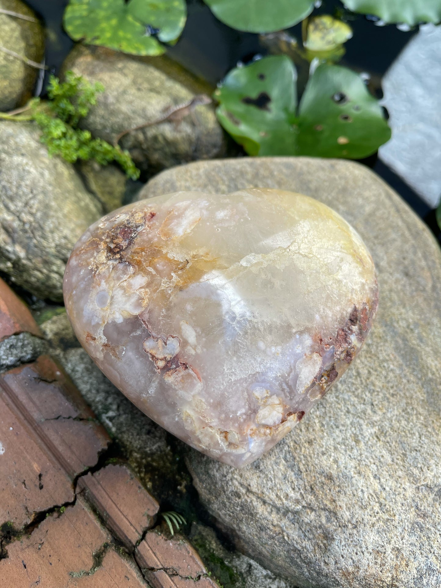 Large Agate Heart, 1.1 lbs, Cherry Blossom Agate, Crystal Magic