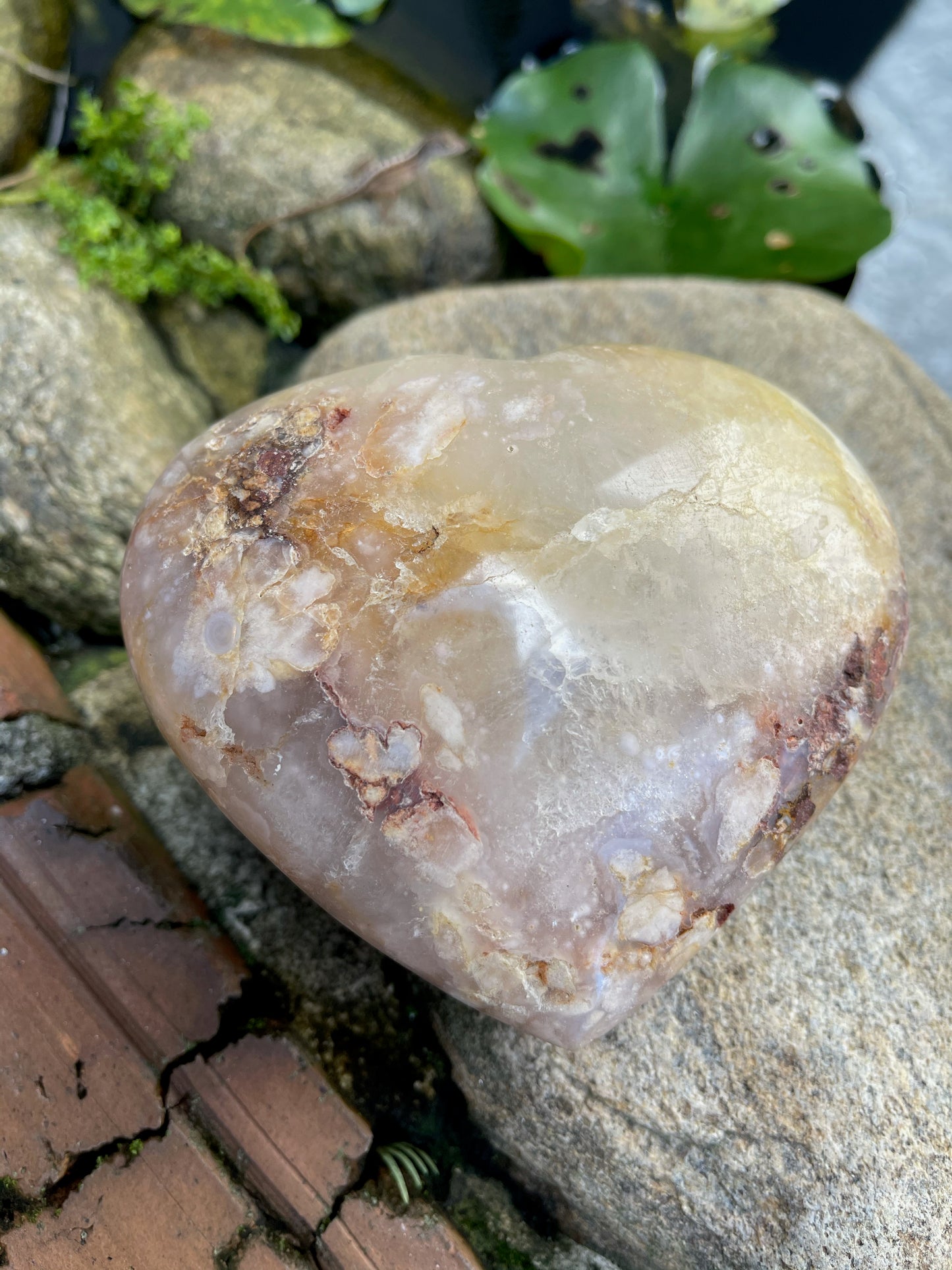 Large Agate Heart, 1.1 lbs, Cherry Blossom Agate, Crystal Magic