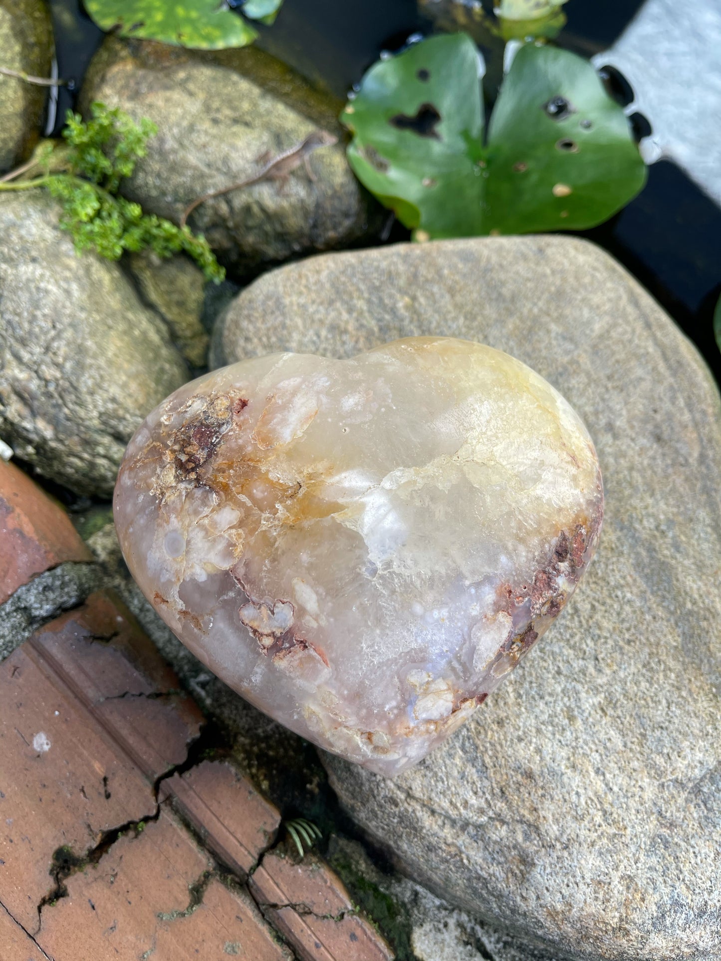 Large Agate Heart, 1.1 lbs, Cherry Blossom Agate, Crystal Magic