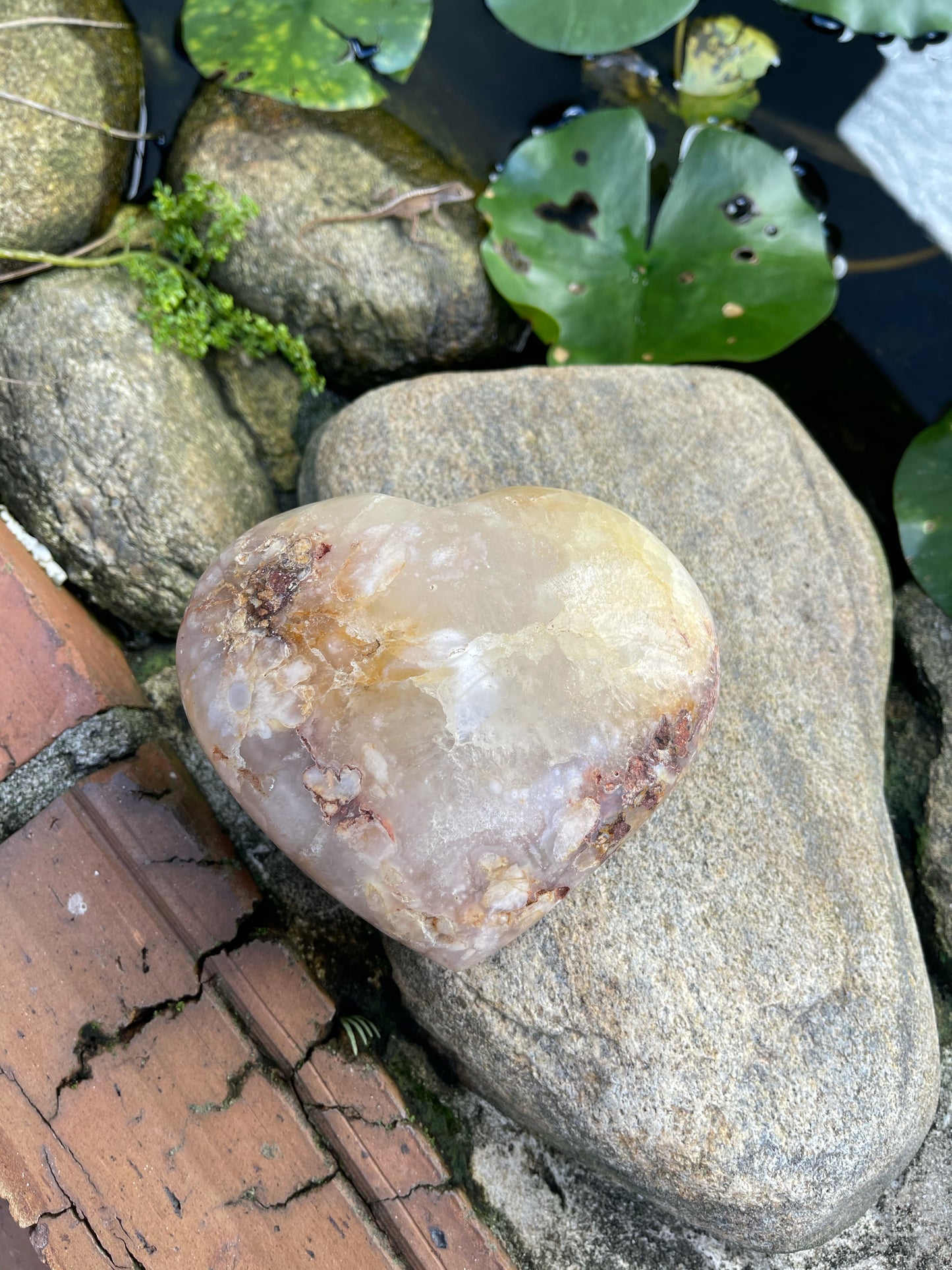Large Agate Heart, 1.1 lbs, Cherry Blossom Agate, Crystal Magic