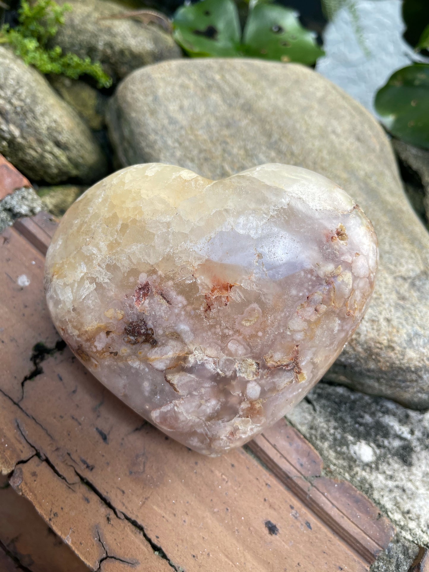 Large Agate Heart, 1.1 lbs, Cherry Blossom Agate, Crystal Magic