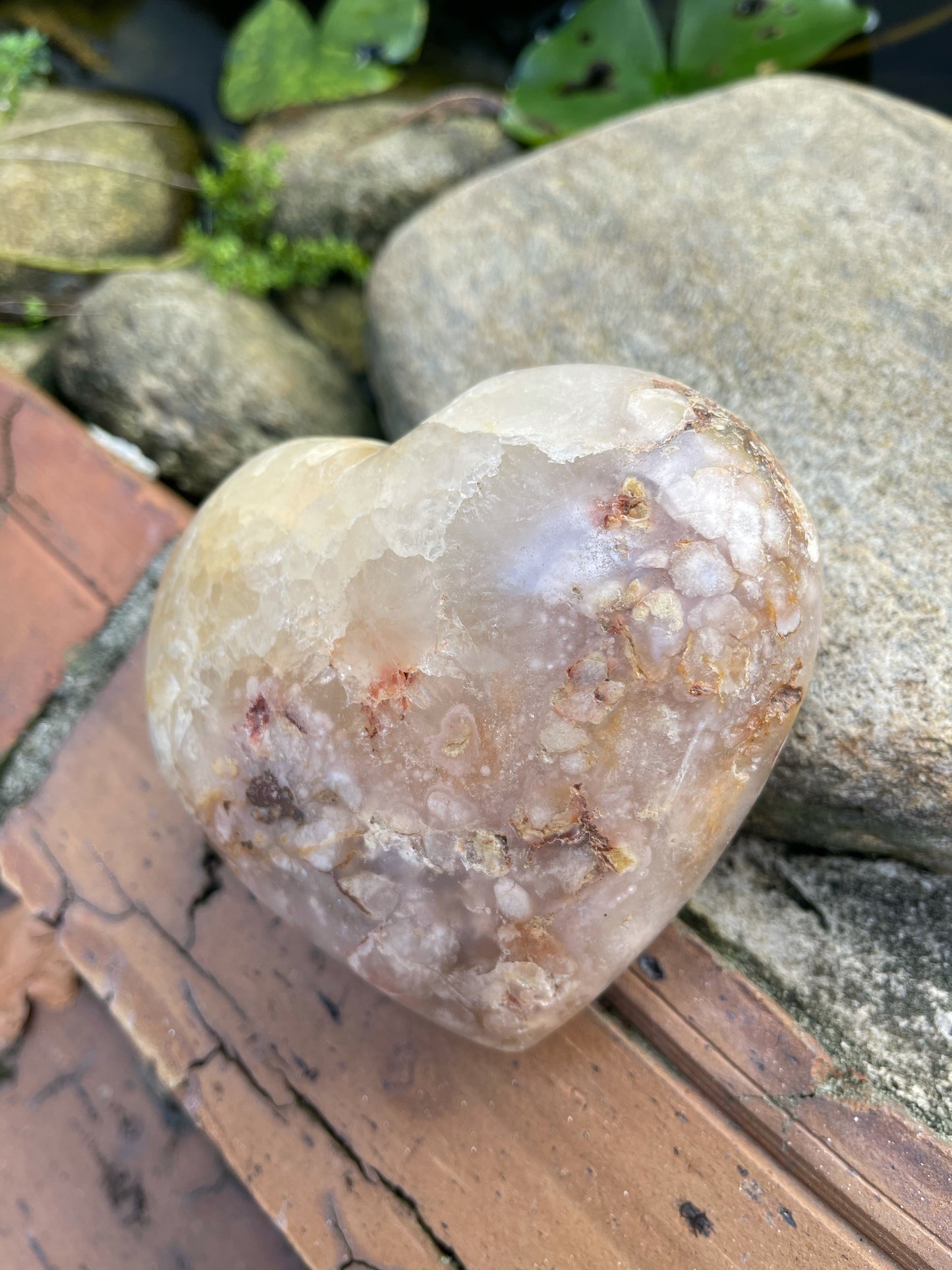 Large Agate Heart, 1.1 lbs, Cherry Blossom Agate, Crystal Magic