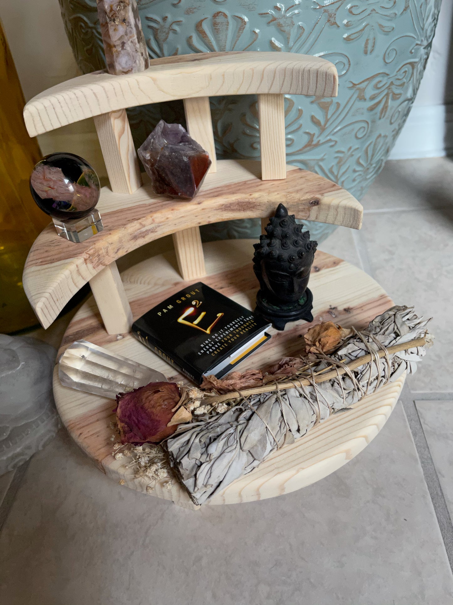 Crescent Moon Meditation Set, Highly Figured Pine, Home Decor