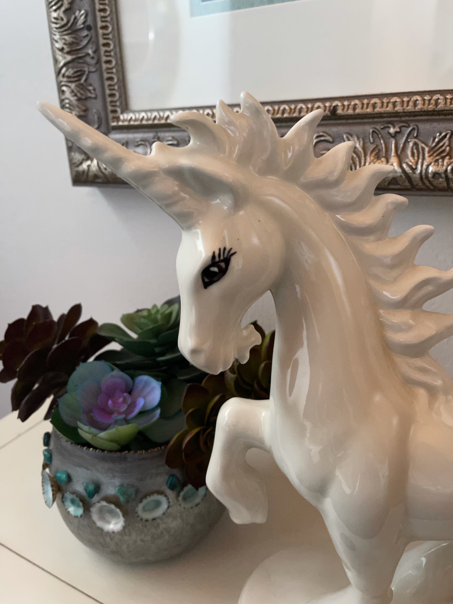 Fabulous Vintage Ceramic Standing Unicorn, Old World Vintage
