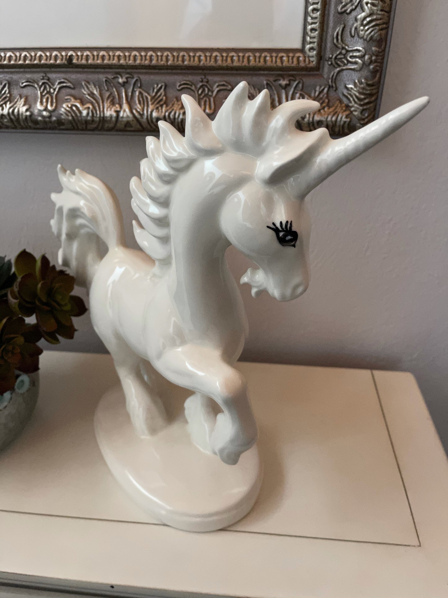 Fabulous Vintage Ceramic Standing Unicorn, Old World Vintage