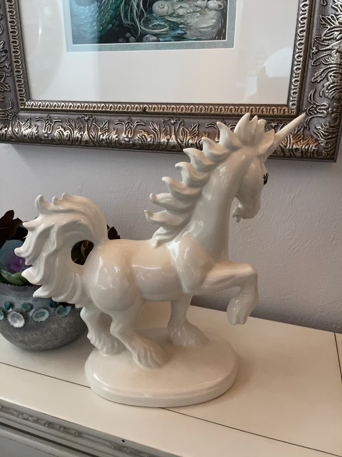 Fabulous Vintage Ceramic Standing Unicorn, Old World Vintage