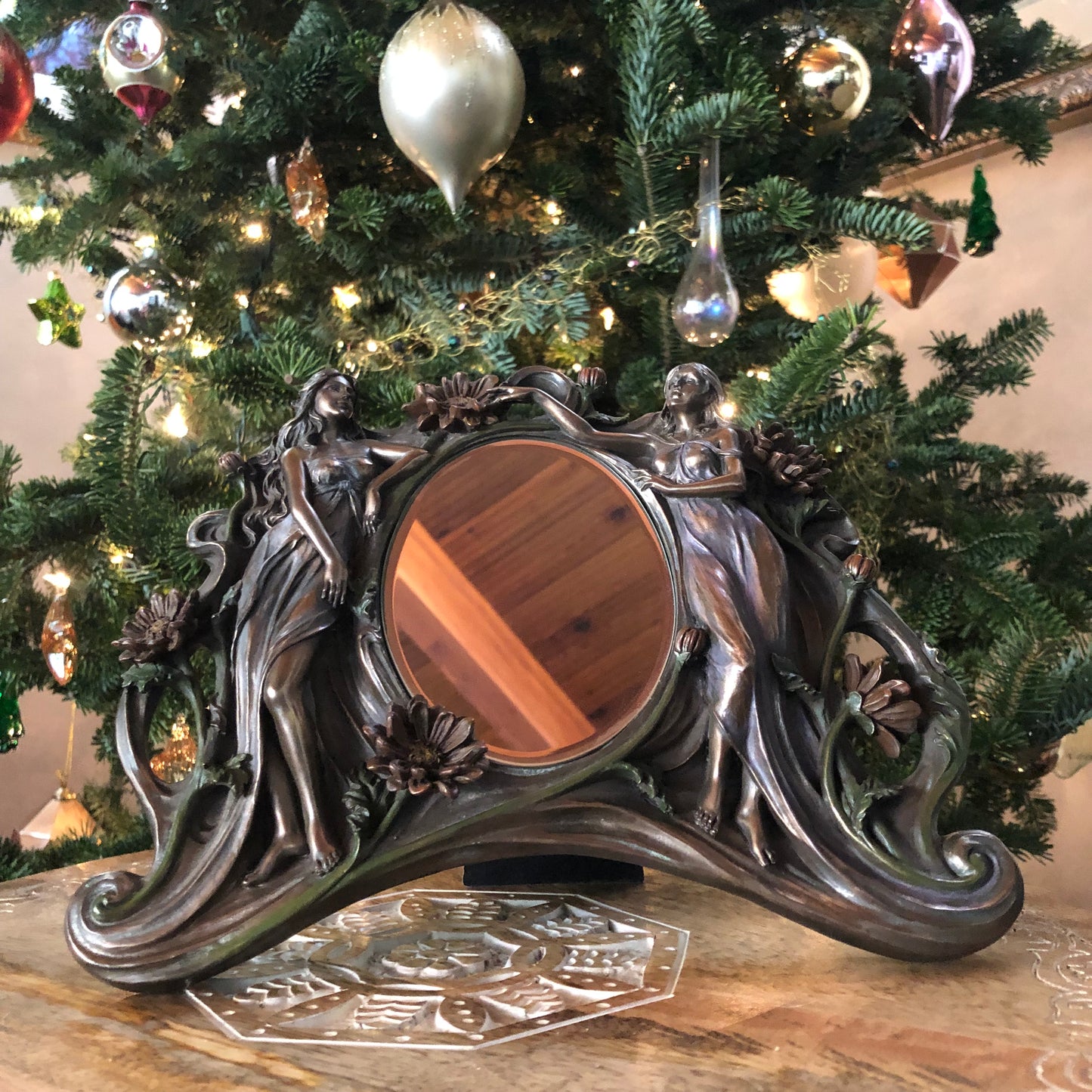 Rare Vintage Victorian Goddess Mirror Old World Vintage
