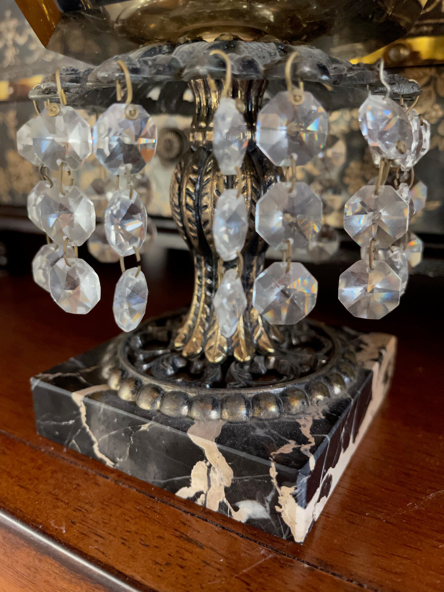 Stunning Hollywood Regency Smoked Glass Crystal and Marble Ashtray, Old World Vintage