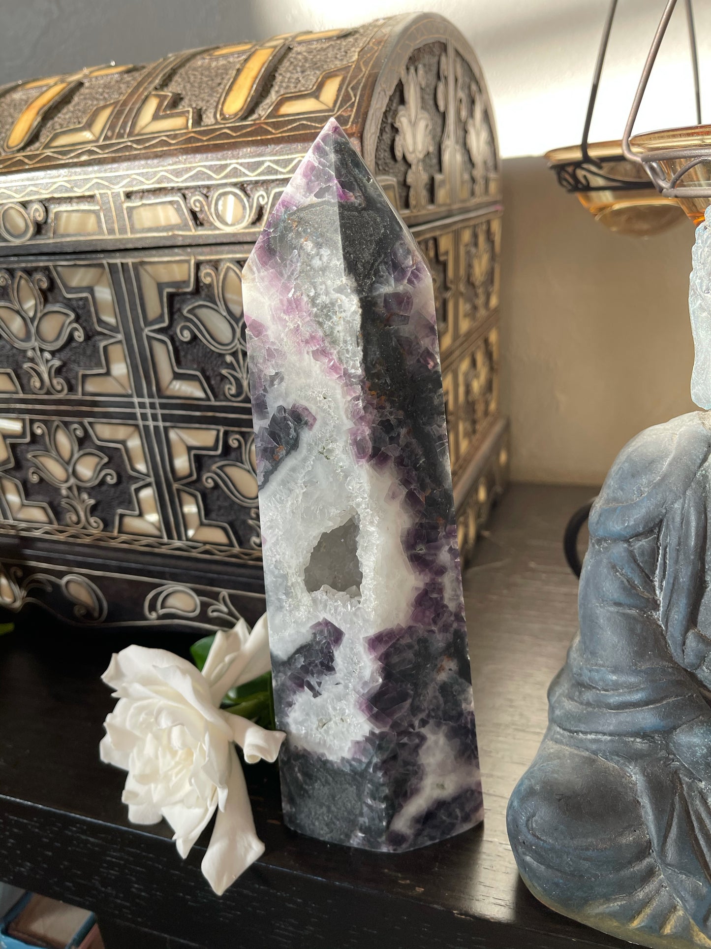 Extra Large Purple Fluorite Quartz Tower, Druzy Quartz Tower, Crystal Magic