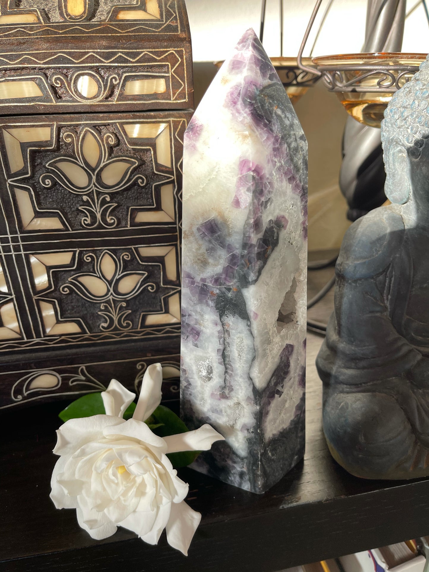 Extra Large Purple Fluorite Quartz Tower, Druzy Quartz Tower, Crystal Magic
