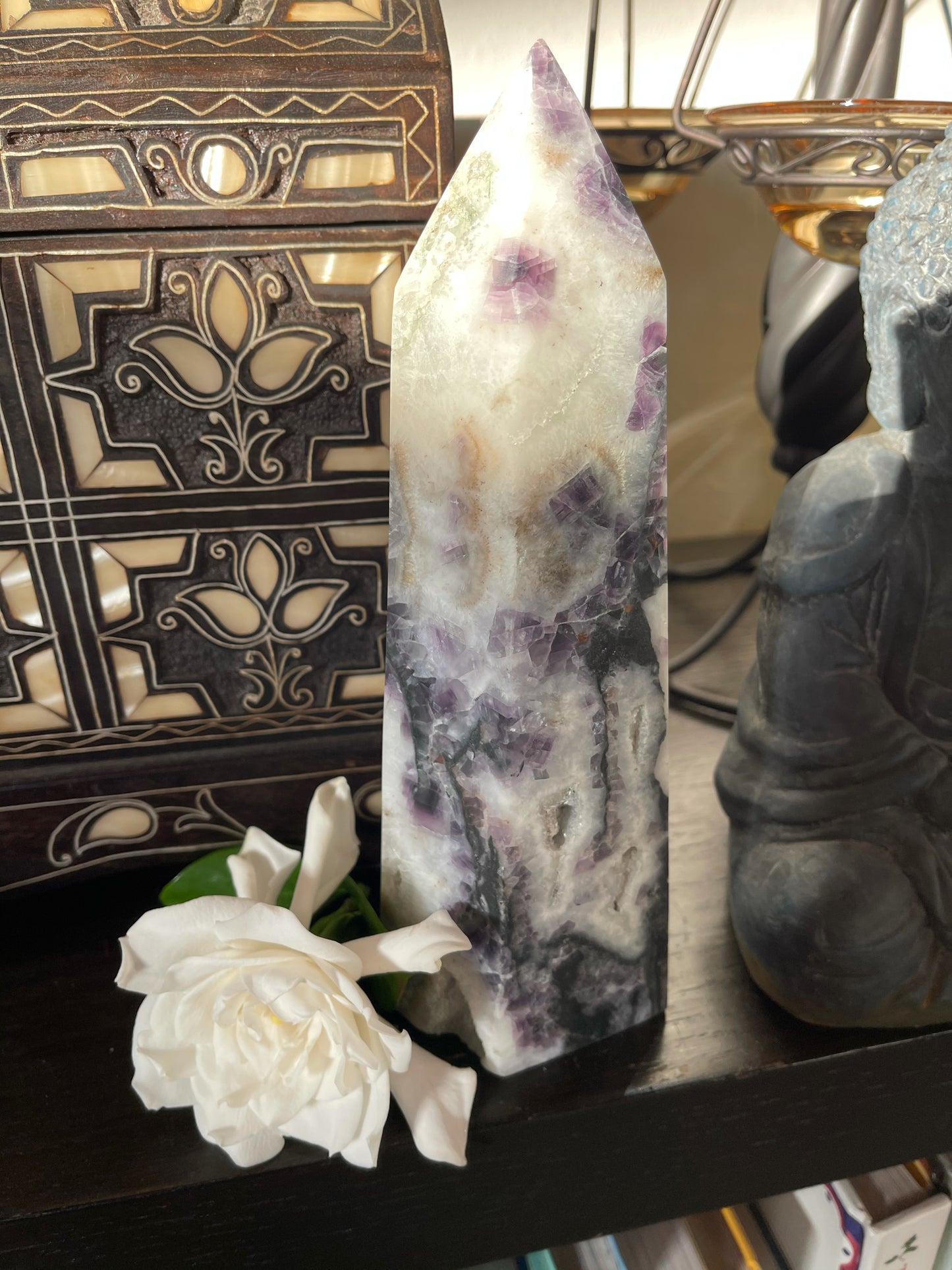 Extra Large Purple Fluorite Quartz Tower, Druzy Quartz Tower, Crystal Magic
