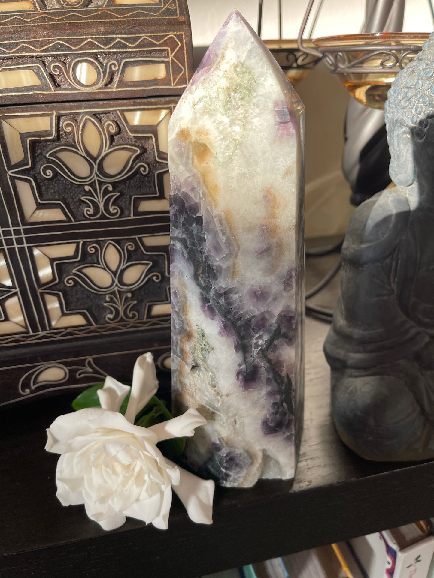 Extra Large Purple Fluorite Quartz Tower, Druzy Quartz Tower, Crystal Magic