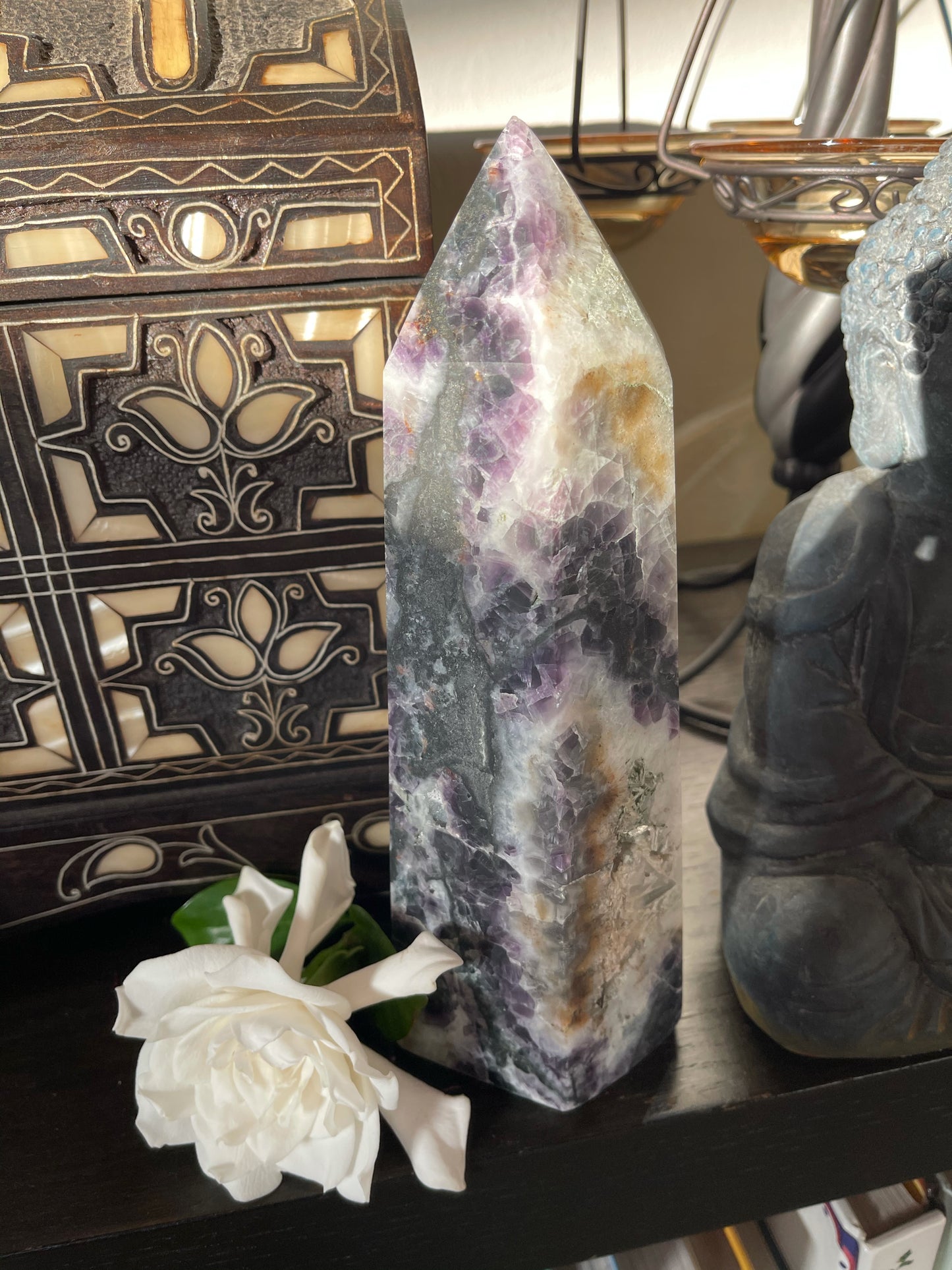 Extra Large Purple Fluorite Quartz Tower, Druzy Quartz Tower, Crystal Magic