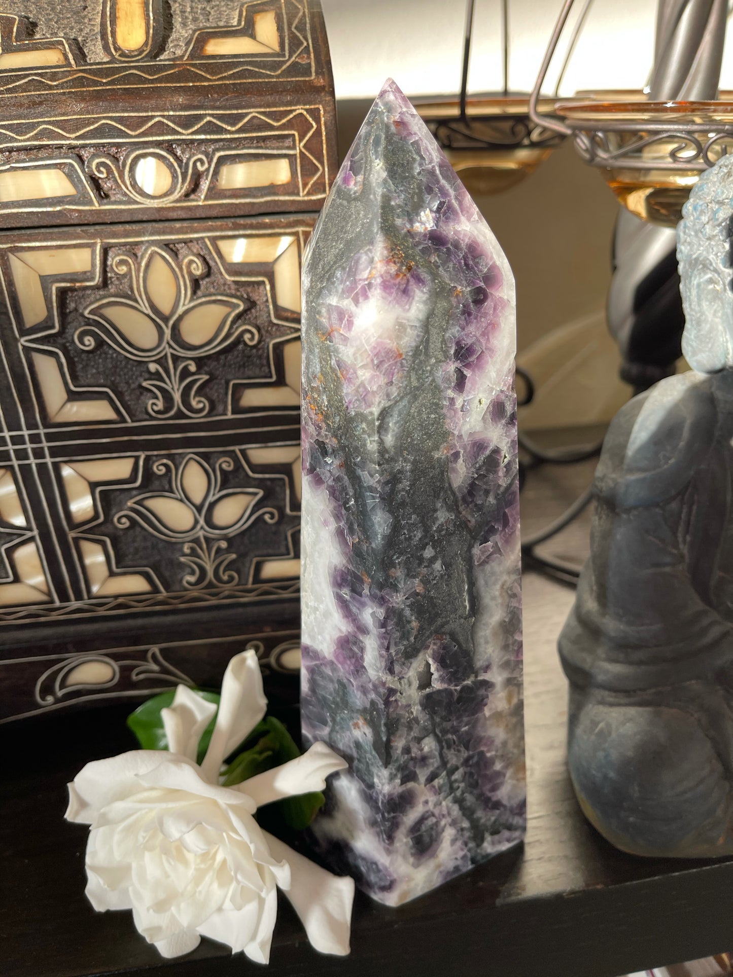 Extra Large Purple Fluorite Quartz Tower, Druzy Quartz Tower, Crystal Magic