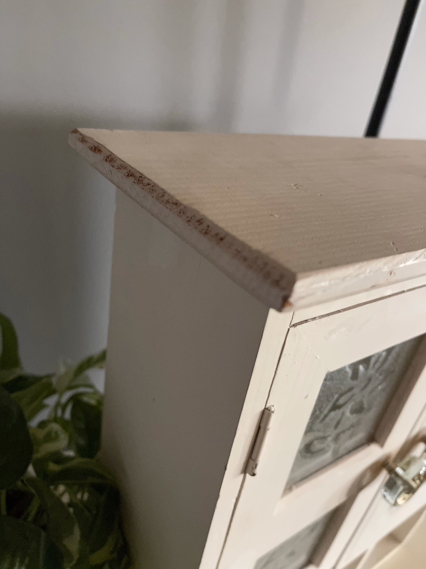 Old World Vintage Cabinet, Original Glass Panels