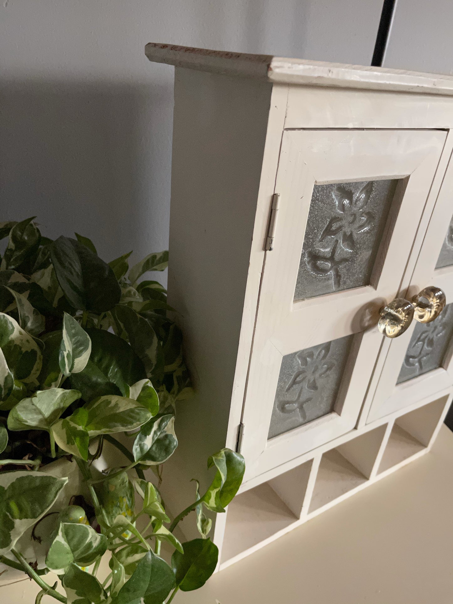 Old World Vintage Cabinet, Original Glass Panels