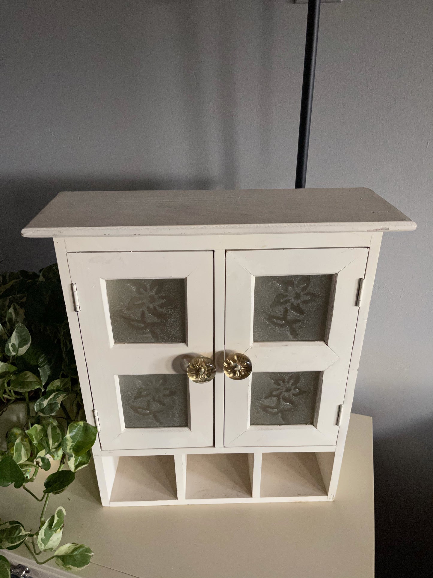 Old World Vintage Cabinet, Original Glass Panels