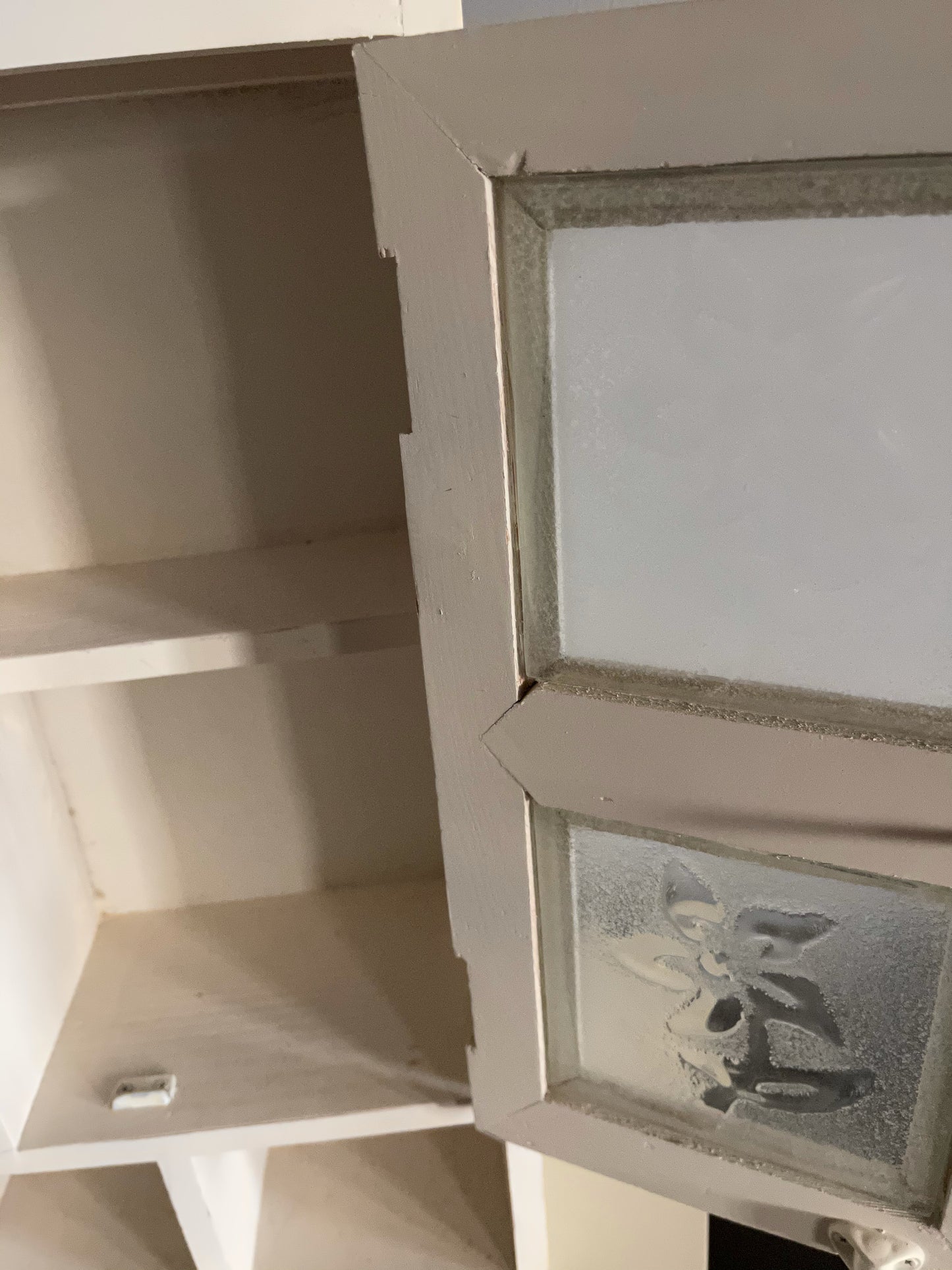 Old World Vintage Cabinet, Original Glass Panels