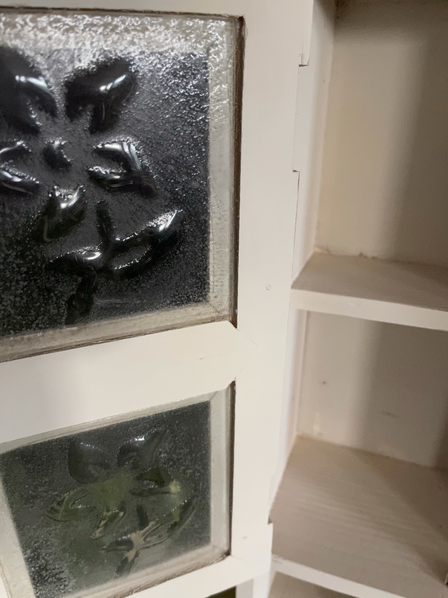 Old World Vintage Cabinet, Original Glass Panels