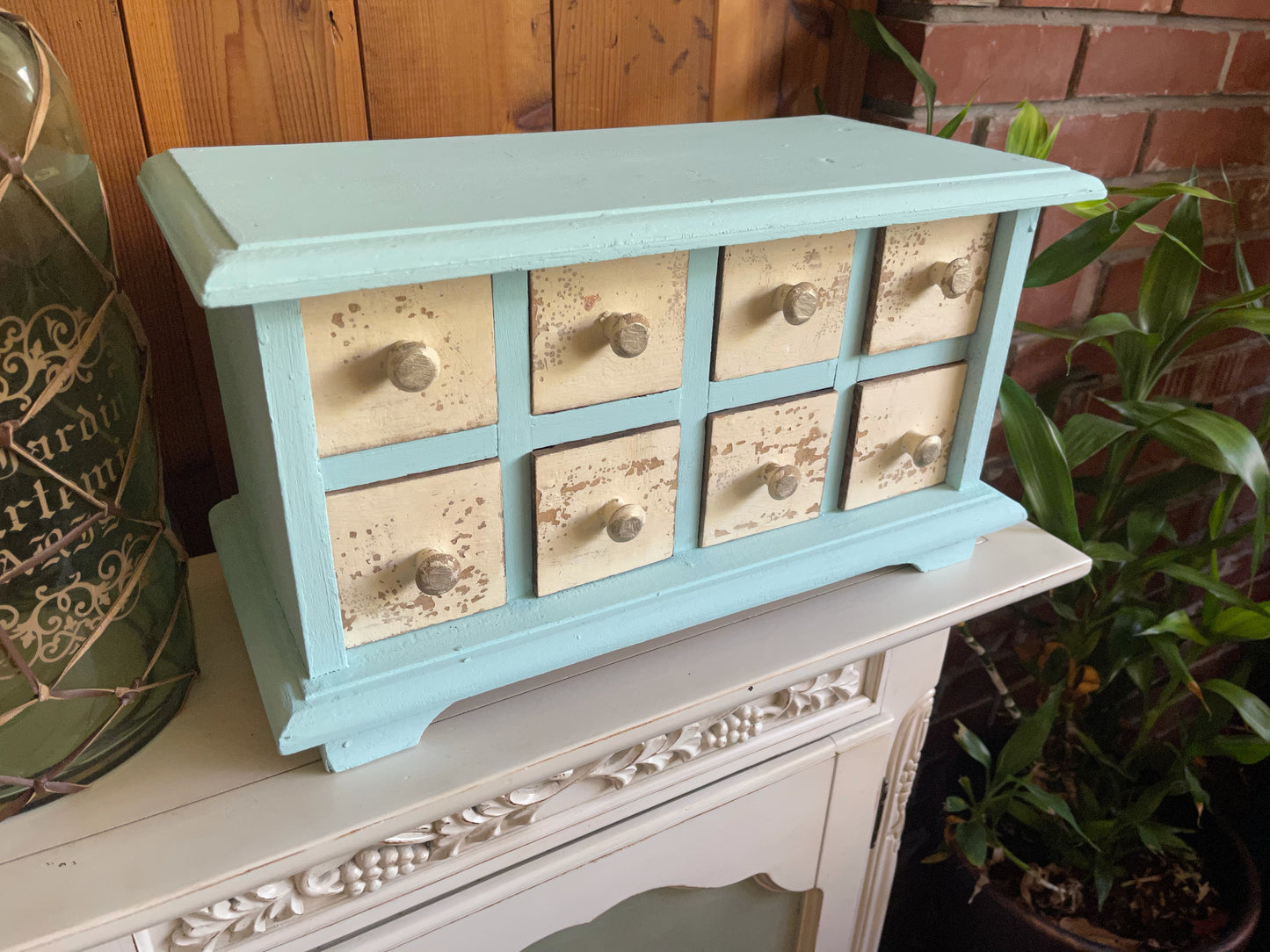 Lovecycled Large and Heavy Primitive Cabinet, Beach Cottage Cabinet