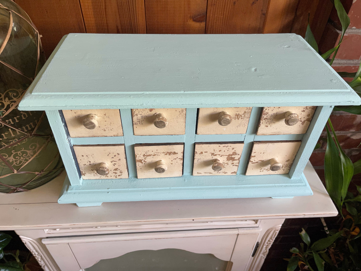 Lovecycled Large and Heavy Primitive Cabinet, Beach Cottage Cabinet