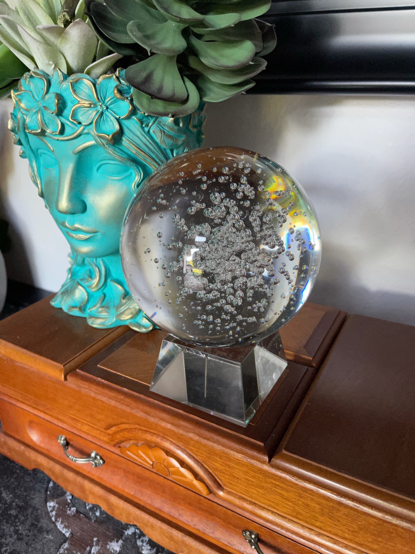 Gorgeous Glass Ball with Bubbles, Crystal Magic