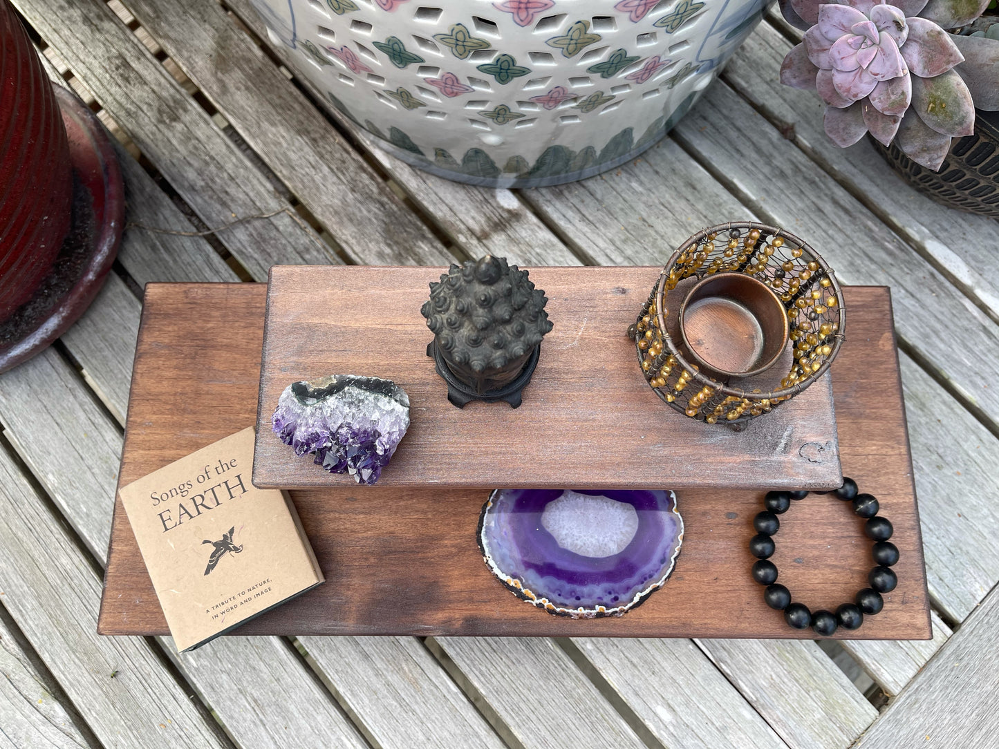 Beautiful Burnt Copper Wood Wash Meditation Tables, Home Decor