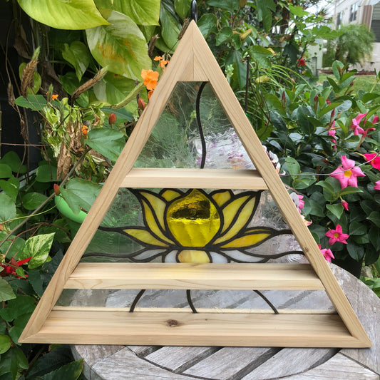 Lotus stain glass triangle shelf