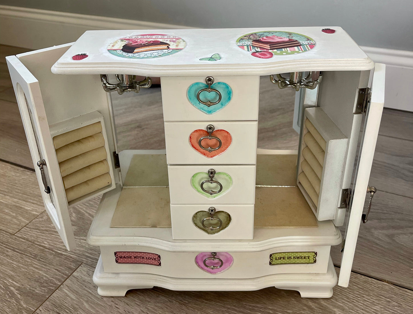 Upcycled Jewerly Cabinet, Little Girls Jewerly Cabinet, Lovecycled