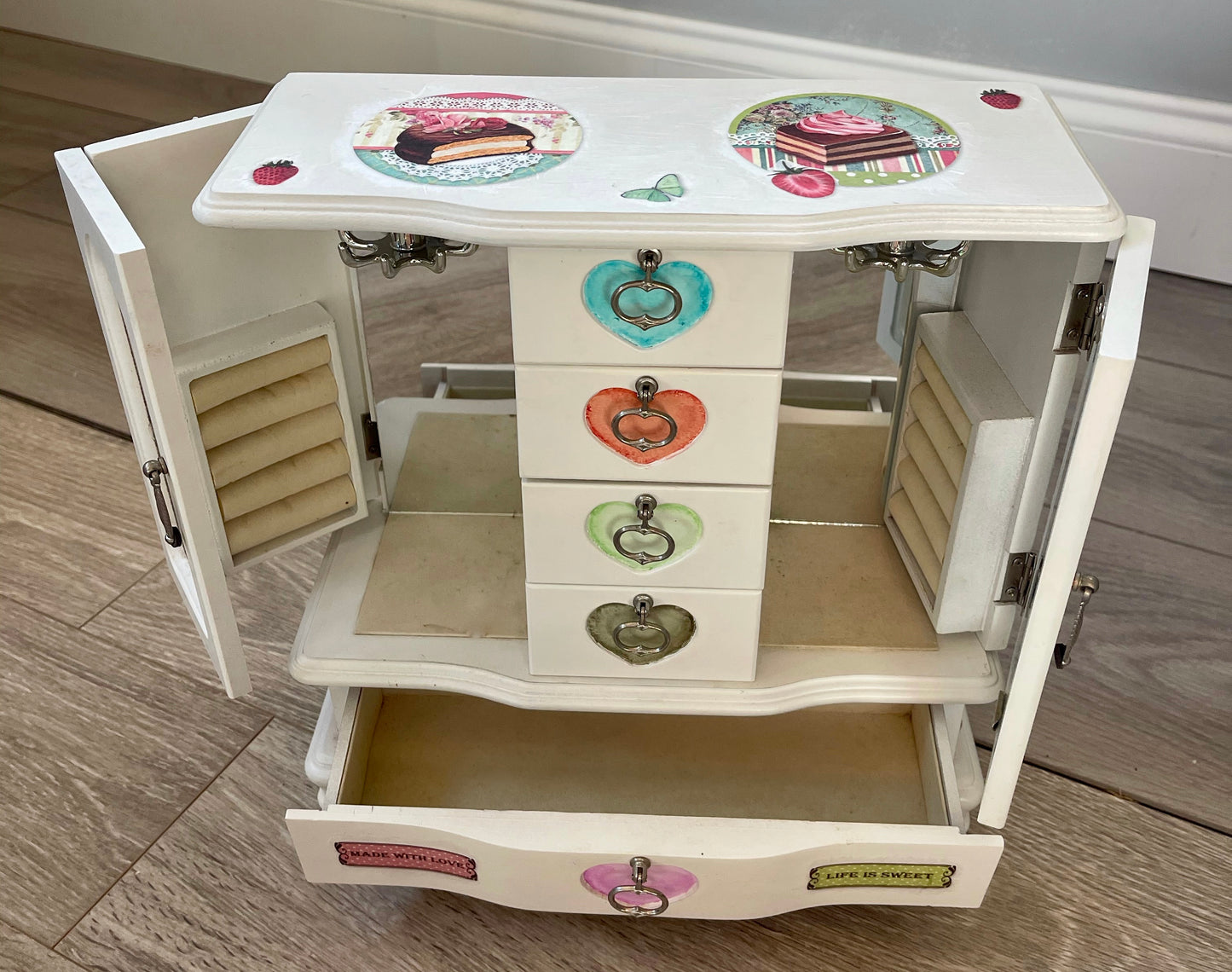 Upcycled Jewerly Cabinet, Little Girls Jewerly Cabinet, Lovecycled